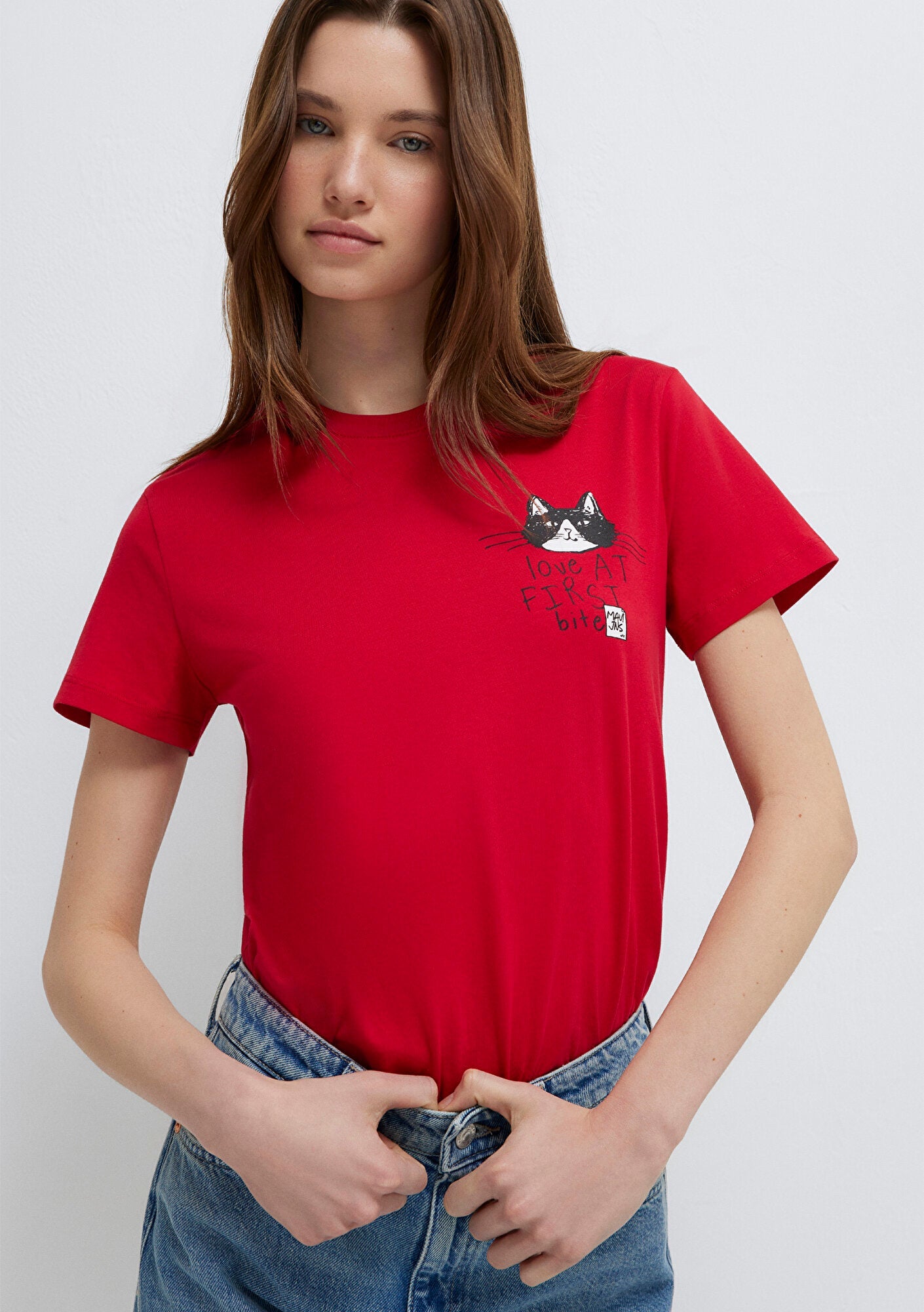 Cat Printed Pink T-Shirt