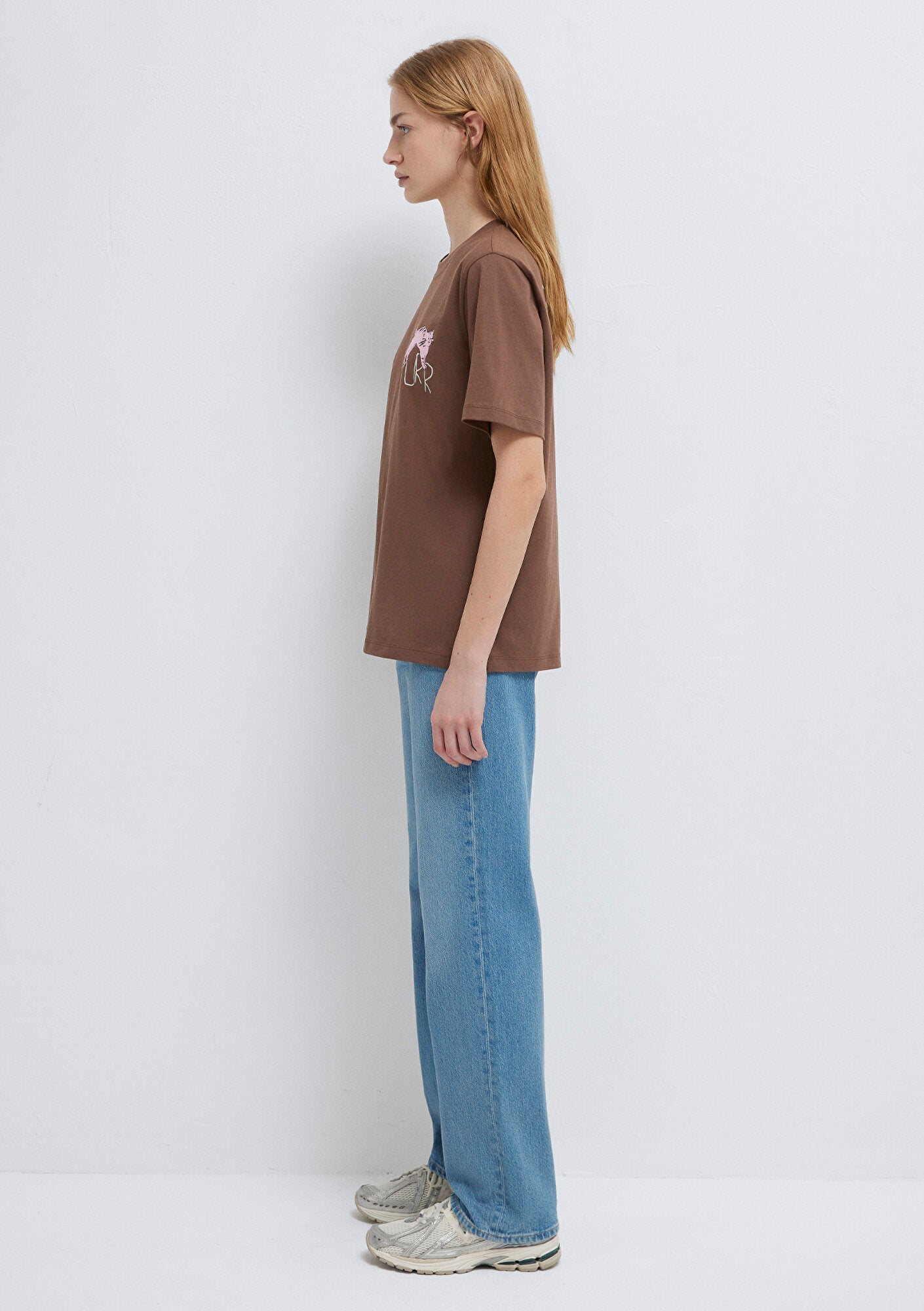 Cat Printed Brown T-Shirt