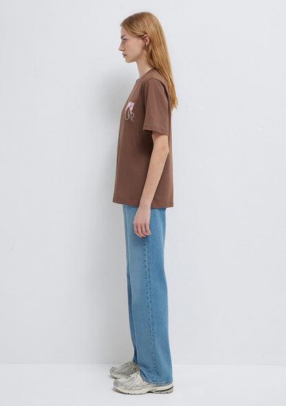 Cat Printed Brown T-Shirt