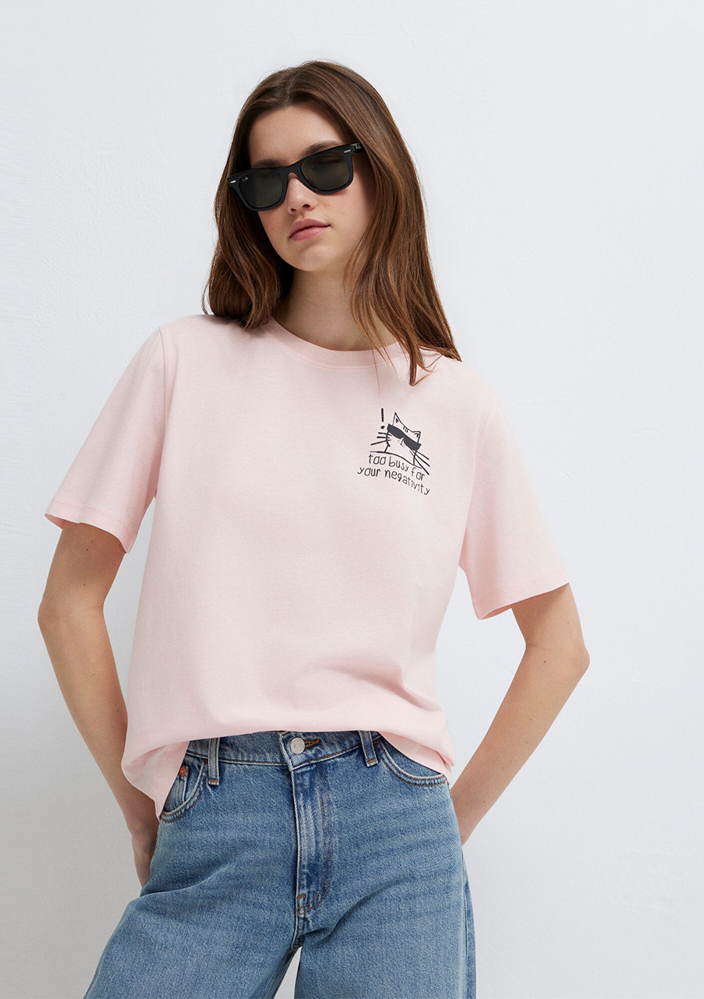 Cat Printed Pink T-Shirt
