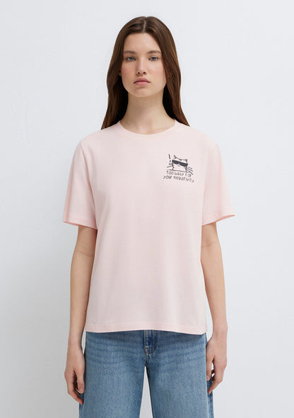 Cat Printed Pink T-Shirt