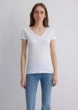 V Neck White Basic T-Shirt