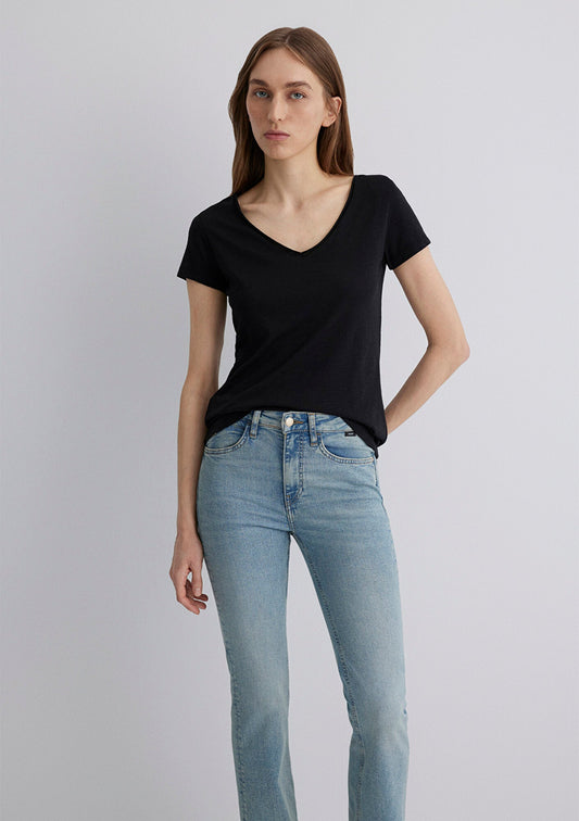 V Neck Black Basic T-Shirt