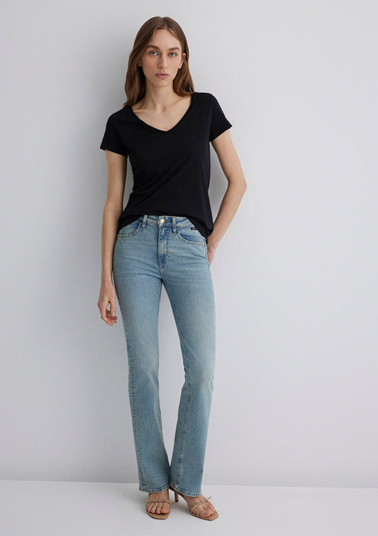 V Neck Black Basic T-Shirt