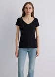 V Neck Black Basic T-Shirt