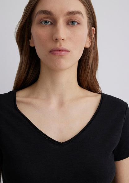 V Neck Black Basic T-Shirt
