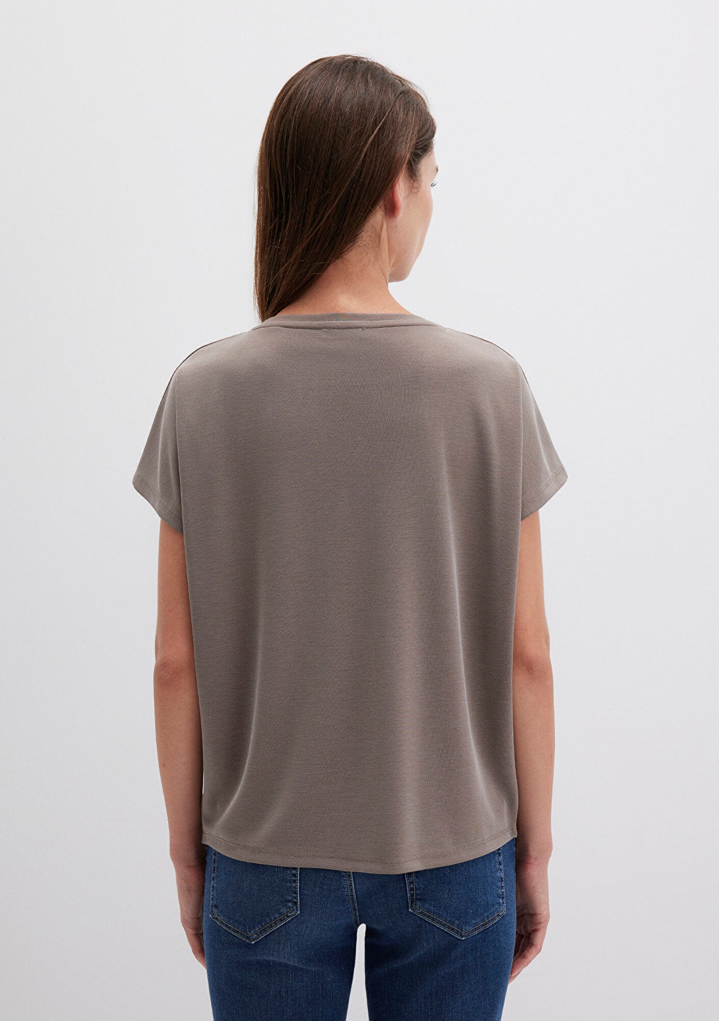 Lux Touch Tencel TM Modal Brown Basic T-Shirt