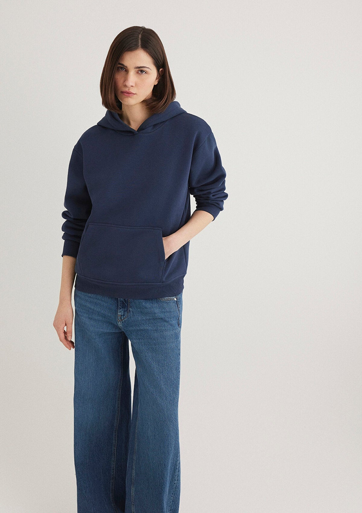Hooded Navy Basic Sweatshirt