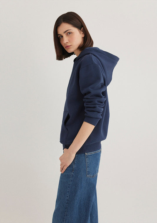 Hooded Navy Basic Sweatshirt