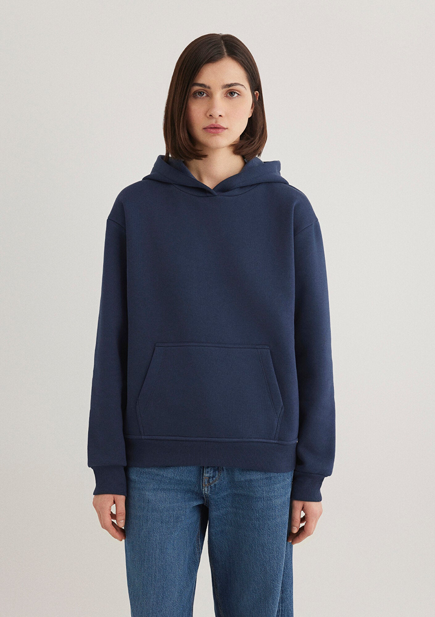 Hooded Navy Basic Sweatshirt