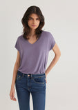 V Neck Purple Basic T-Shirt