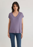 V Neck Purple Basic T-Shirt