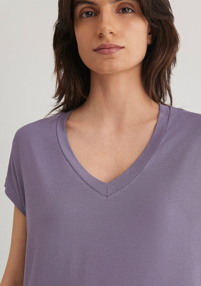 V Neck Purple Basic T-Shirt