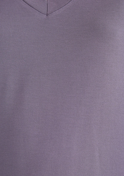 V Neck Purple Basic T-Shirt