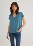 V Neck Blue Basic T-Shirt