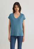 V Neck Blue Basic T-Shirt
