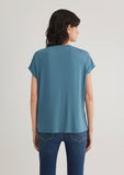 V Neck Blue Basic T-Shirt