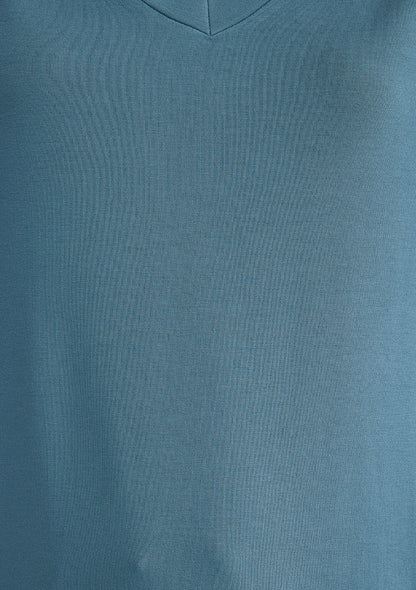 V Neck Blue Basic T-Shirt