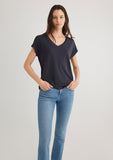 V Neck Blue Basic T-Shirt