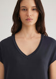 V Neck Blue Basic T-Shirt