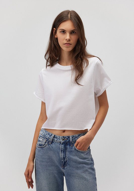 Crop White Basic T-Shirt
