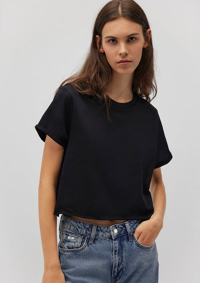 Crop Black Basic T-Shirt