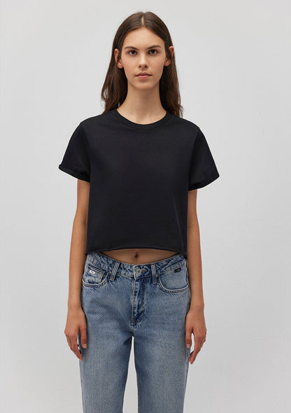 Crop Black Basic T-Shirt