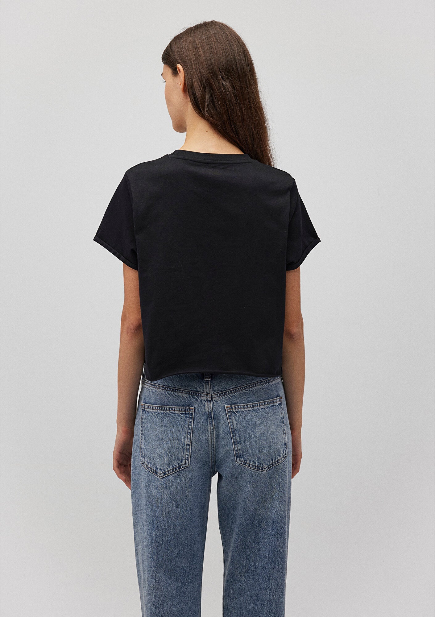 Crop Black Basic T-Shirt