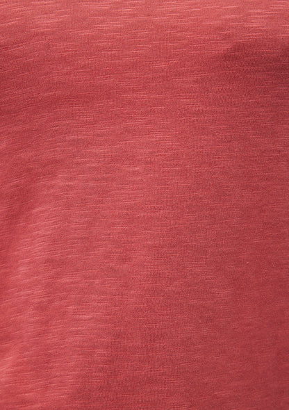 V Neck Red Basic T-Shirt