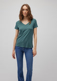 V Neck Green Basic T-Shirt