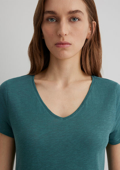 V Neck Green Basic T-Shirt