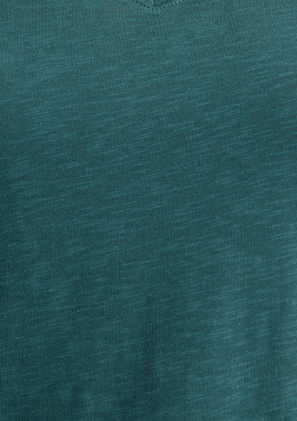V Neck Green Basic T-Shirt