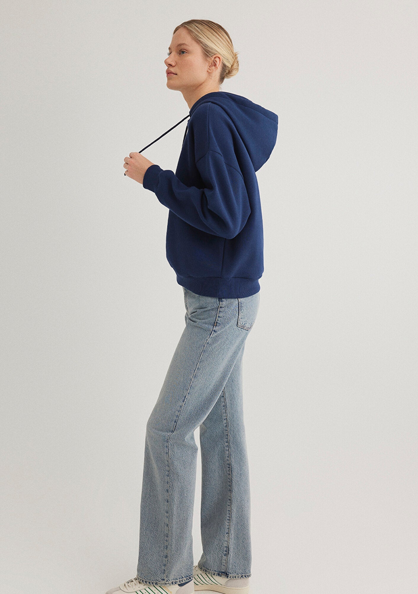 Mavi Logo Printed Hooded Navy Sweatshirt