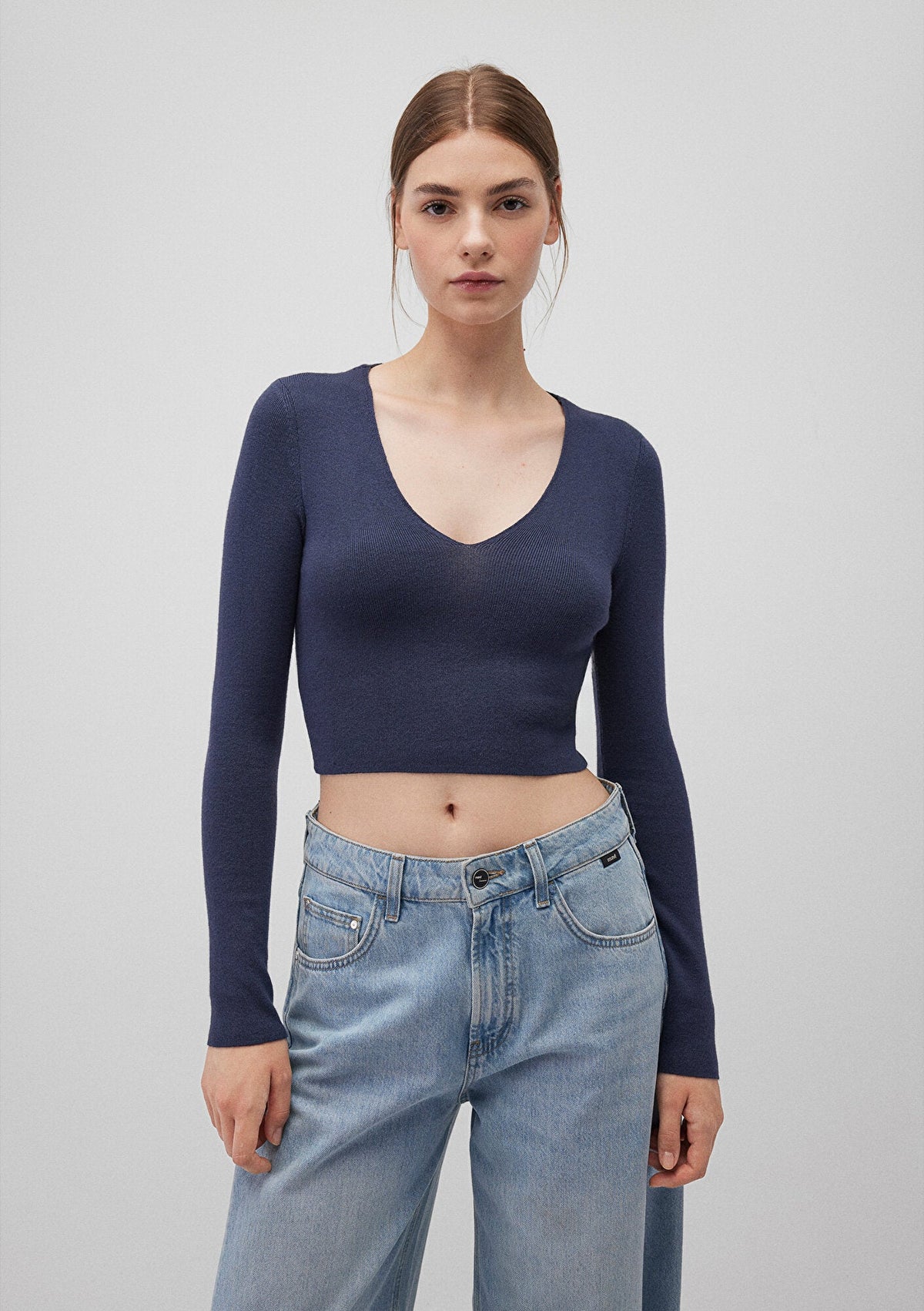 V Neck Navy Sweater
