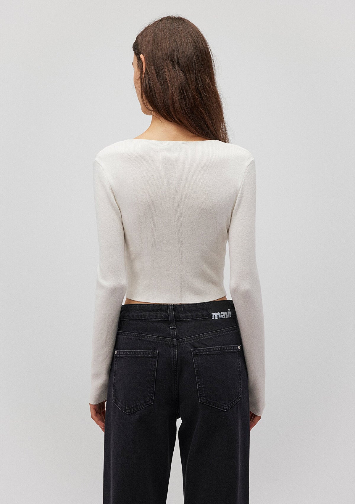 V Neck White Sweater