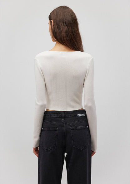 V Neck White Sweater