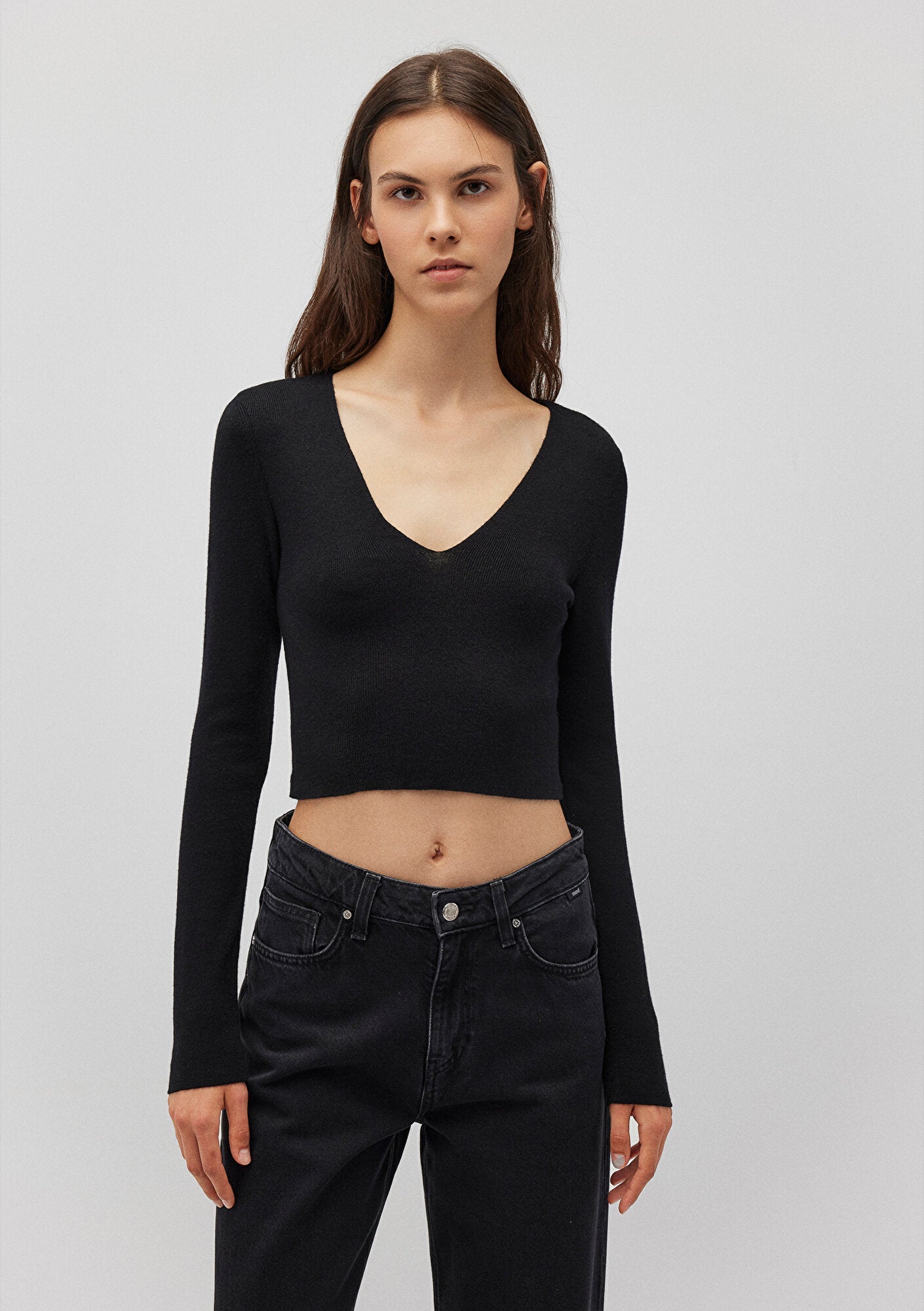 V Neck Black Sweater