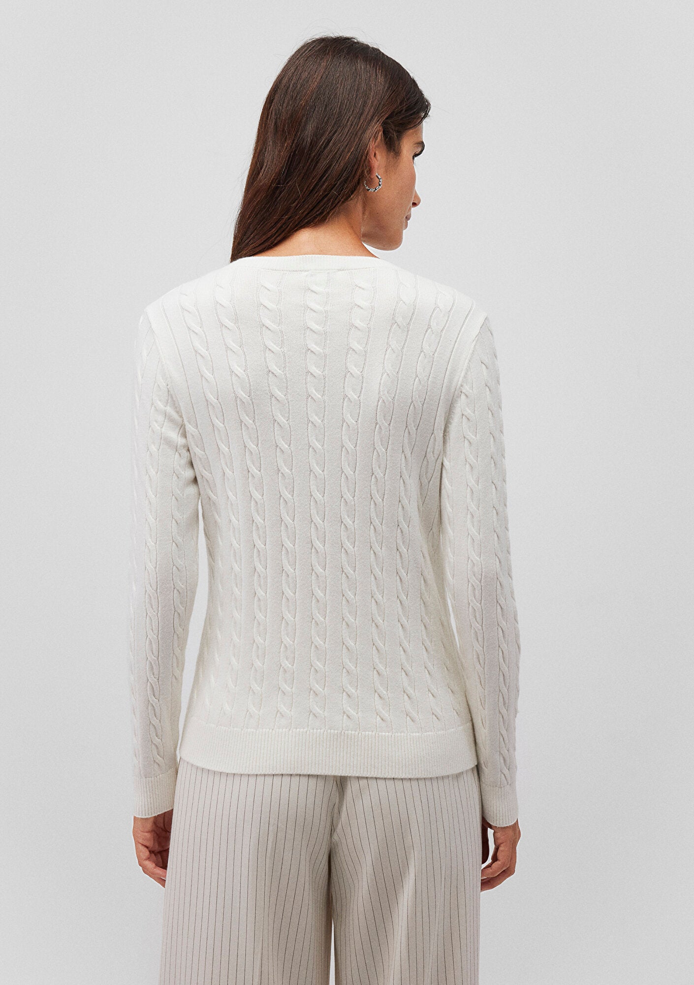 V Neck Off White Sweater