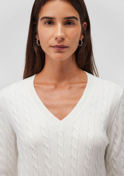 V Neck Off White Sweater