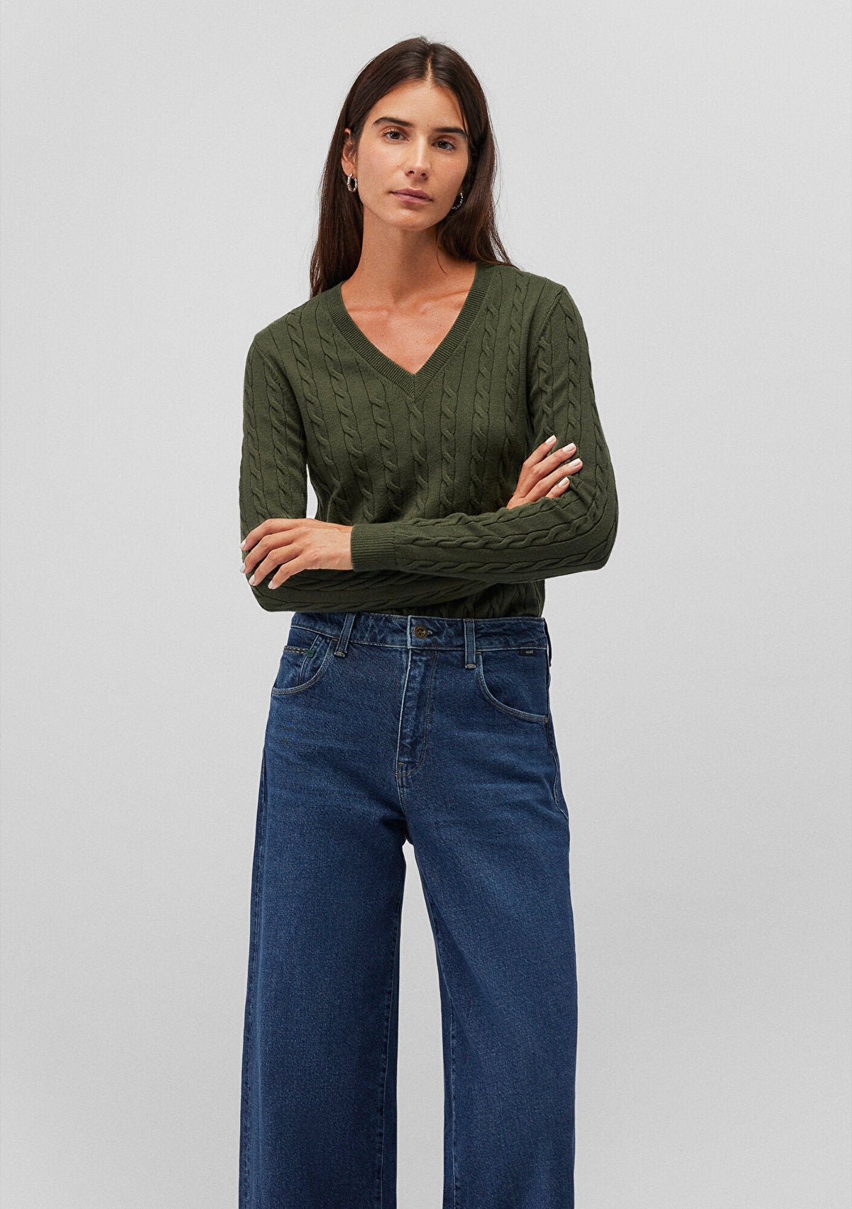 V Neck Green Sweater