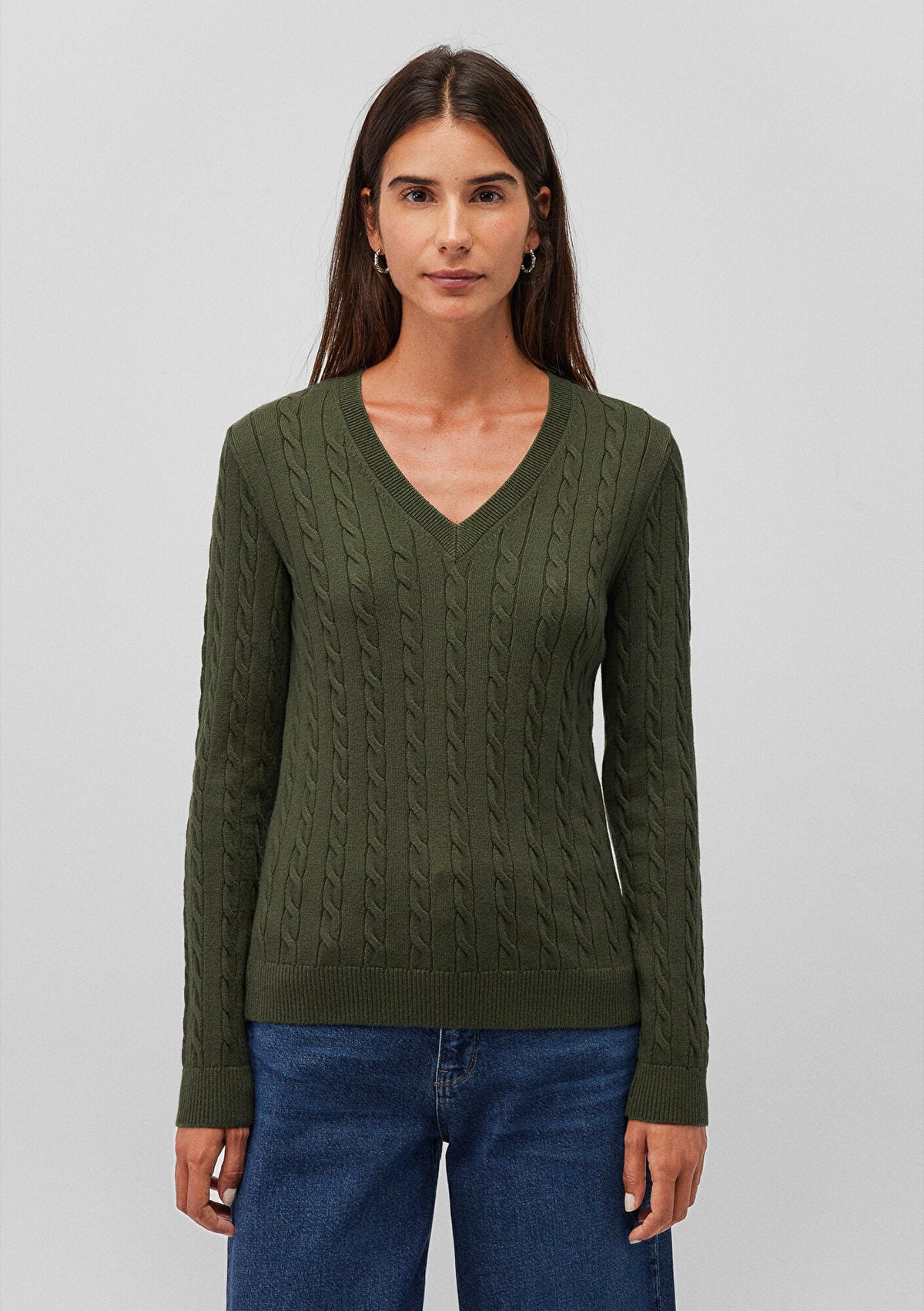 V Neck Green Sweater
