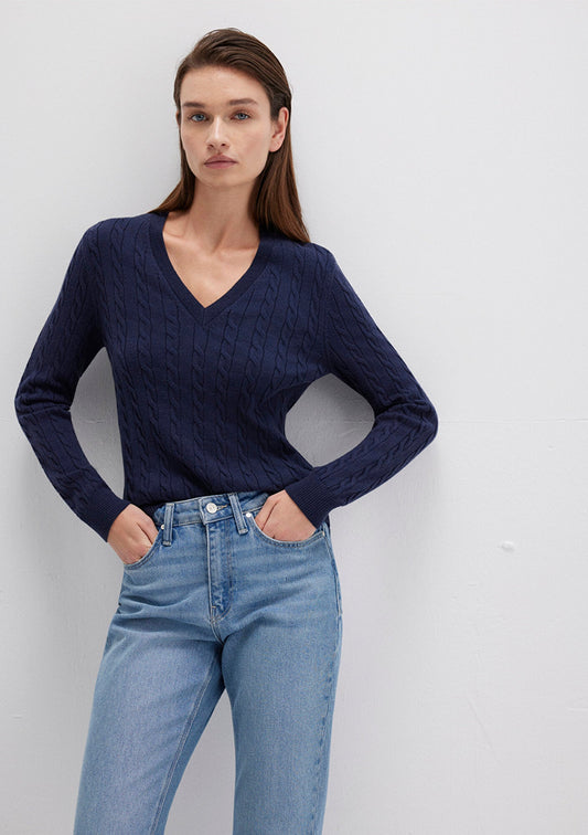 V Neck Navy Sweater