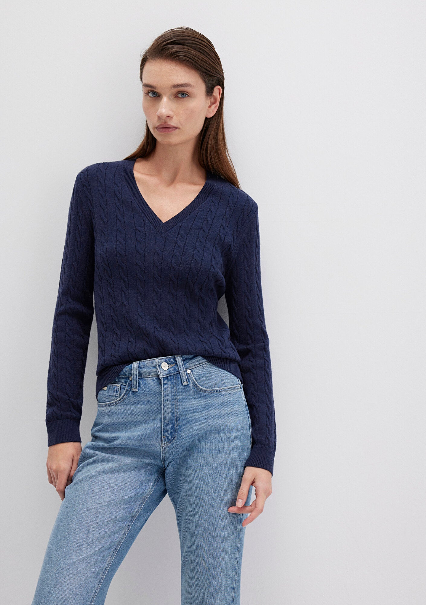 V Neck Navy Sweater