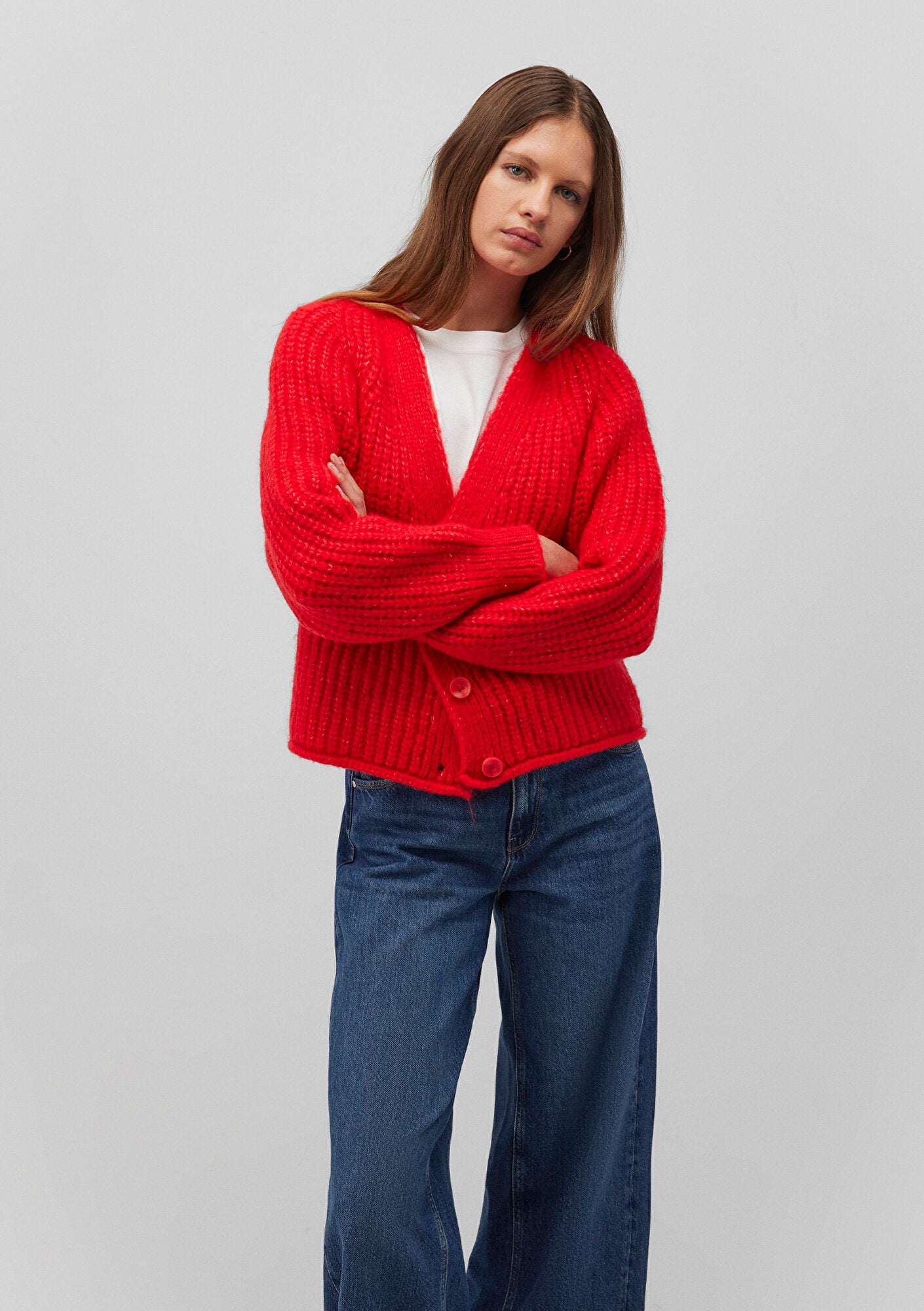 Buttoned Red Hırka