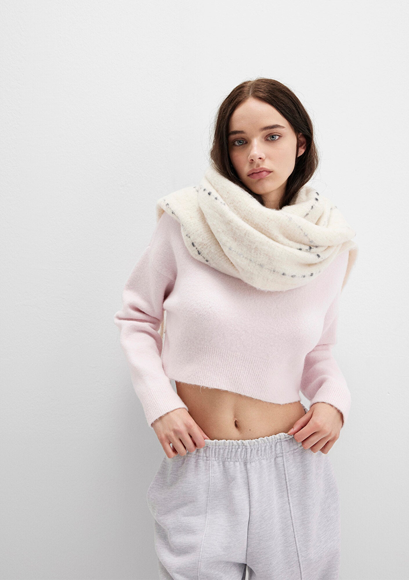Wool Mix Pink Crop Sweater