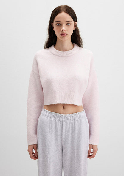 Wool Mix Pink Crop Sweater