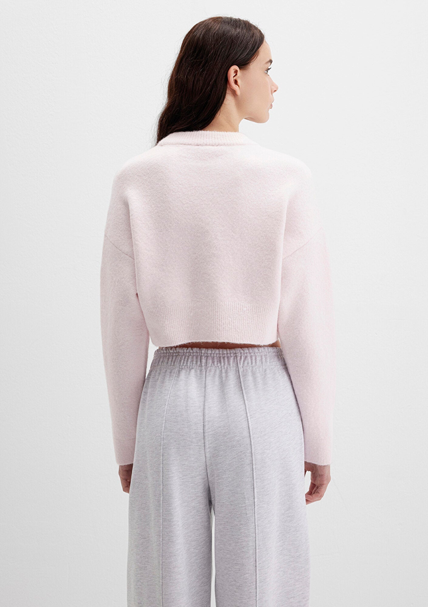 Wool Mix Pink Crop Sweater