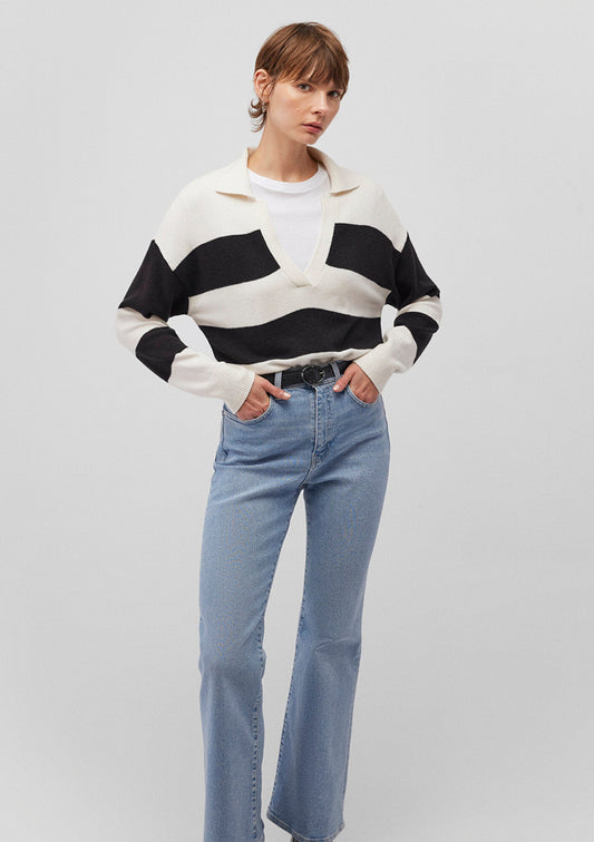 Black Striped Knit Polo