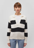 Black Striped Knit Polo