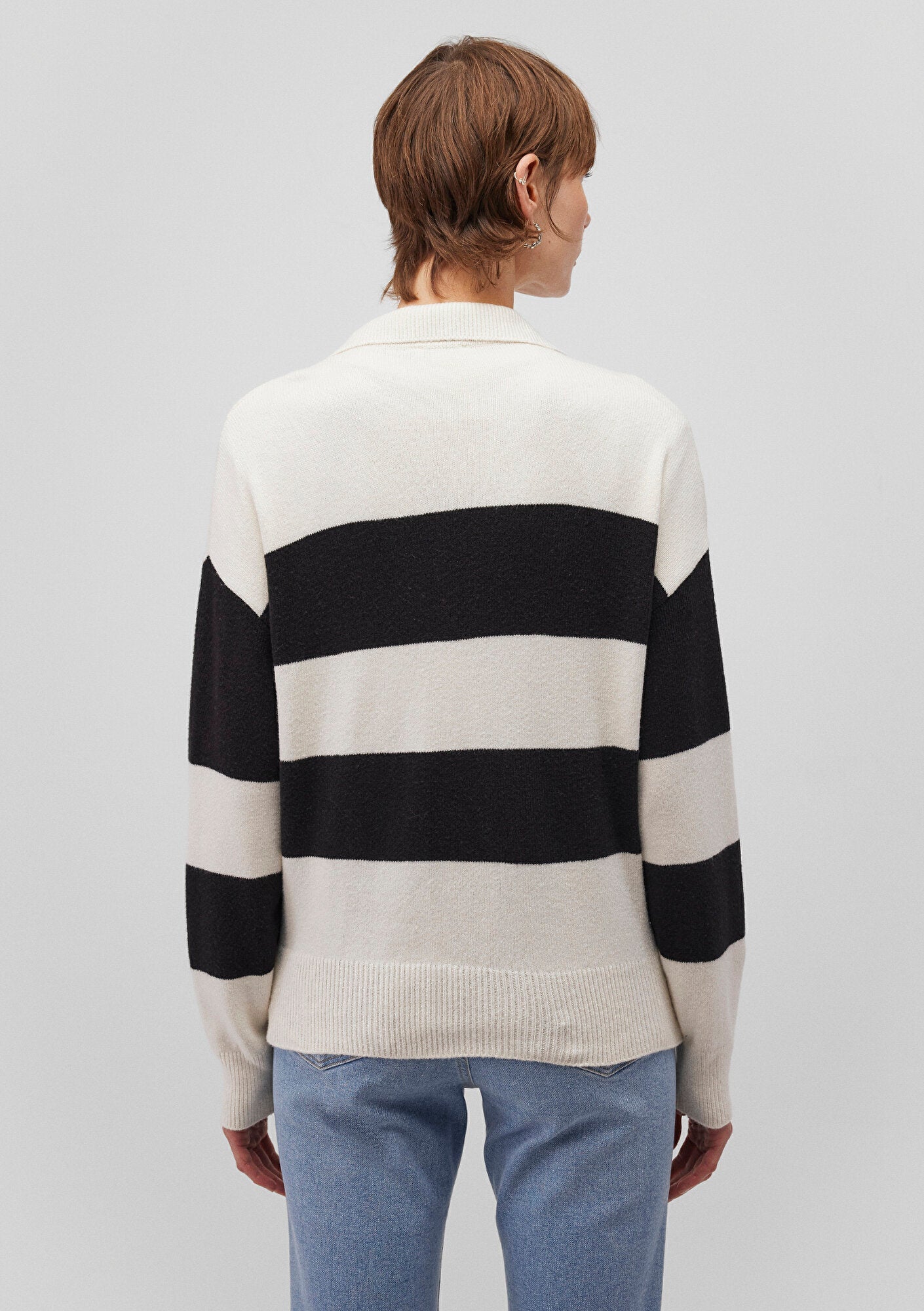 Black Striped Knit Polo